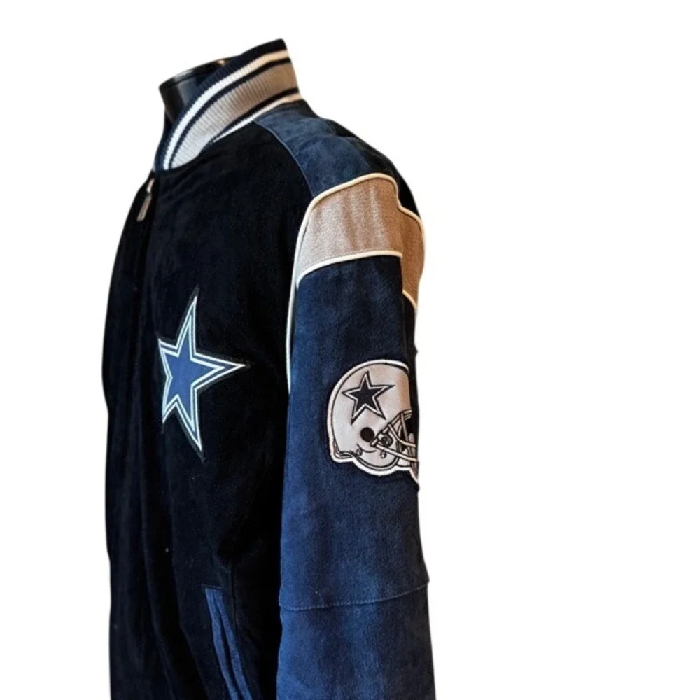 NFL Dallas COWBOYS Licensed Shell 100% LEATHER‎ Suede Varsity Jacket Mens S